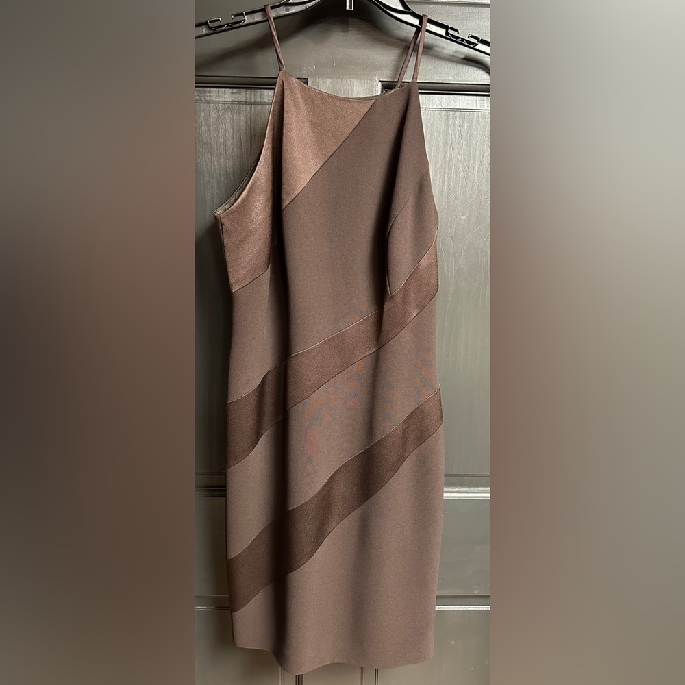 Vintage Andrea Polizzi for Rex Lester Petite Women’s Size 8 Brown Sheath Dress